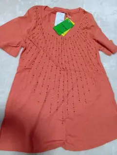 LALACUB 半袖Tシャツ オレンジ ラインストーン装飾のサムネイル