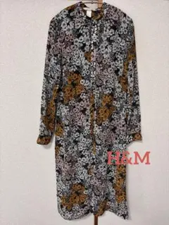 H&M フラワープリント 長袖シャツワンピース　36サイズ