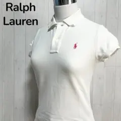 極美品 ラルフローレン ポロシャツ ポニー 白 ホワイト ピンク Y2K ぴちT