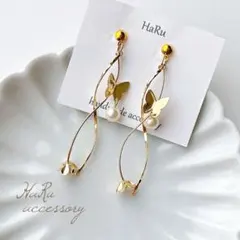 【 L40 】蝶々 ゴールド ツイスト ピアスorイヤリング