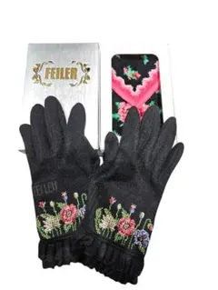 FEILER 花柄刺繍 ハンカチ　手袋　セット