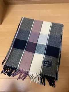 美品❣️【JILLSTUART 】チェック柄　大判マフラー　ストール　紙袋セット