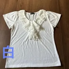 ESPRITMUR フリル付き ホワイト半袖シャツのサムネイル