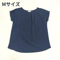 【美品】2way チャーム付き フレンチスリーブ カットソー ネイビー Mサイズのサムネイル