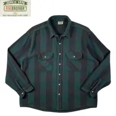 90s FIVE BROTHER ヘビー ネル XL フェード USA製期 短丈