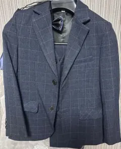 ブラック系チェック柄 フォーマルスーツ 140サイズ4点セット