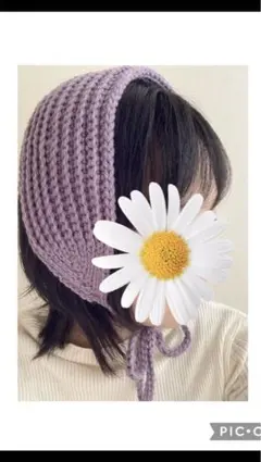 イヤーマフ　ヘッドドレス　2way ボンネット ダークパープル