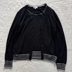美品✨クレージュ　アンサンブル　カーディガン　ニット　カシミヤ100 黒　11R カシミヤ100％セーター カーディガン クルーネックカーディガン
