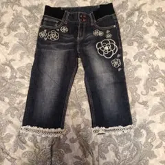アンドラブデニム アンドラブ花柄刺繍ダークブルーカジュアルパンツのサムネイル