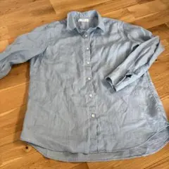 UNIQLO 長袖リネンシャツ Lサイズ ライトブルー