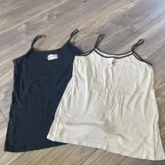 リブ編みキャミソール2枚セット（黒・ベージュ）