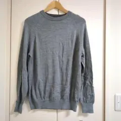 ナノユニバース ウール クルーネック セーター ニット 長袖セーター グレー L