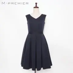 美品 Mプルミエ ツイルドレス プリーツスカート ネイビー サイズ34*HD94