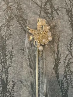 【中華風】蝶のかんざし パール装飾付き