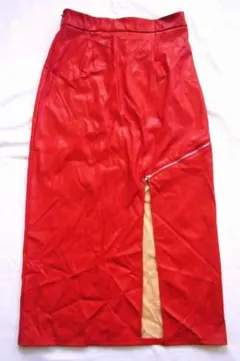 SHEIN小悪魔サンタ/合皮フェイクレザーロングスカート・タグあり品M程（36）