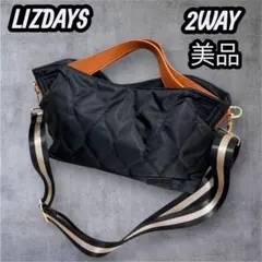 LIZDAYS 軽量2WAYショルダーバッグ 黒×キャメル 美品 ナイロン