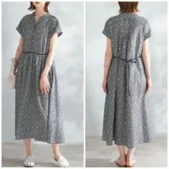 URBAN RESEARCH ROSSO　チェックフラワーVネックワンピース