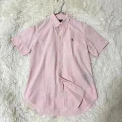 美品◆RALPH LAUREN SPORTピンクストライプ ボタンダウンシャツ