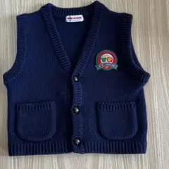ミキハウス　ニットベスト　ネイビー　100 旧タグ　レトロ