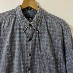 90s OLD GAP 総柄シャツ 小紋柄 紺タグ