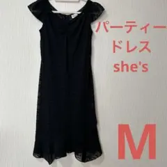 she's preference 黒ドット柄パーティードレス