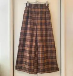 earth music&ecology☆ブラウンチェック☆ワイドパンツ☆茶色