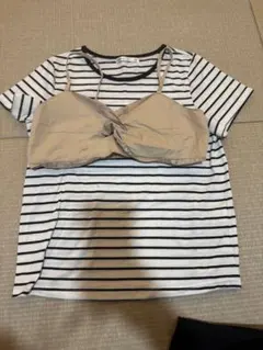 【150サイズ】ikka ビスチェ付き ボーダー半袖Tシャツ 2点セットのサムネイル