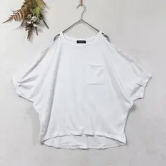 ワンウェイ レースアップ ドルマン 半袖 カットソー Tシャツ ダンス 白 Fのサムネイル