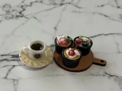 ［再販］フルーツブリュレ＆コーヒーセット ミニチュアスイーツ　フェイクスイーツ