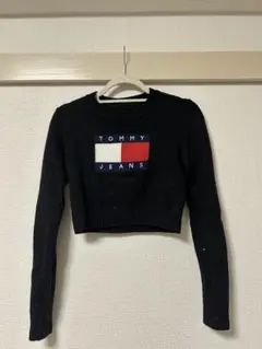 TOMMY JEANS ブラック クロップドニット XS