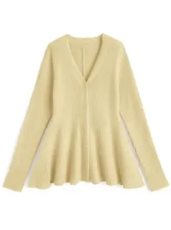 GRL Vネックペプラムリブニットカーディガン[an1832］値下げ中