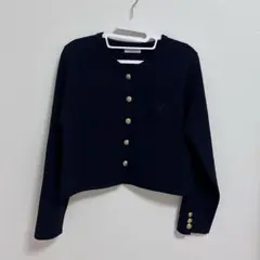 テチチ　レタードポケットジャケットカーディガン ネイビー