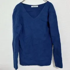 RAMIRAL ネイビー Vネック 長袖ニット ターコイズブルー セーター