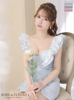 小*島様 ROBE de FLEURSレースフリル袖ツイードキャバドレス S