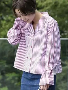 Ray BEAMS / ストライプ ソデベルト Wシャツのサムネイル