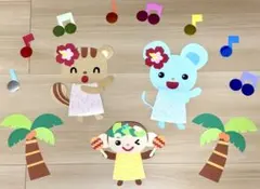 保育 壁面飾り　夏 フラダンス 海 音符