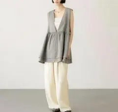 LOWRYS FARM ローリーズファーム　メランジツイルベスト　グレー