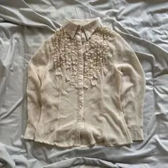 00's vintage フリル付きクリーム色長袖シャツ アーカイブ グランジ