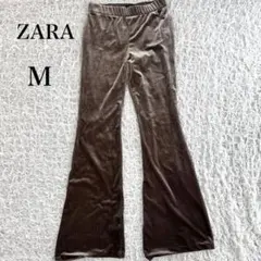ZARA ザラ　ベロア　フレアパンツ　ブラウン　M ウエストゴム
