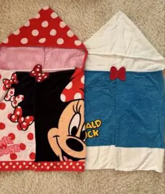 ミニーマウス＆ドナルドダック フード付きタオル