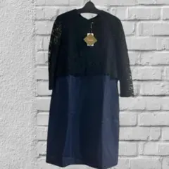 大きいサイズ　パーティー　レース　黒　紺　ワンピース　2L