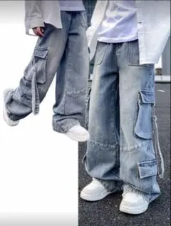 SHEIN デニム　カーゴパンツ　8Y 130〜140