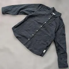 b3685 T'BIS STUDIO【M-L】長袖 ストライプ シャツ 緑のサムネイル