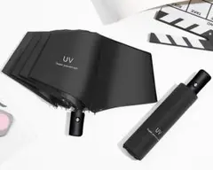 ワンタッチ自動開閉 傘 撥水加工 晴雨兼用 高強度 UVカット ブラック