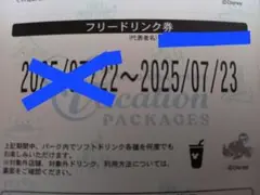 東京ディズニーリゾート フリードリンク券 7/23分