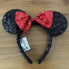 香港ディズニー　スパンコール　リボン　カチューシャ　ミニーマウス
