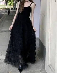 SHEIN ロングスカート　ワンピース　ブラック　Mサイズ