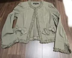 エムズグレイシー リボン ノーカラージャケット