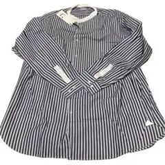 UNIQLO 스트라이프 스탠드 컬러 셔츠 네이비 수피 마 코튼