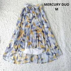 【マーキュリーデュオ】プリーツロングスカート 総柄 リボン アシンメトリーヘム